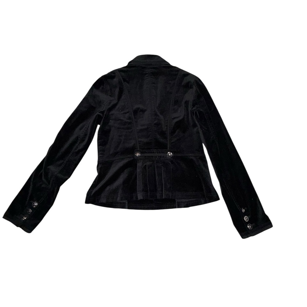 White House Black Market Black Velvet Military Style Blazer Jacket Size 4 - Picture 3 of 9
